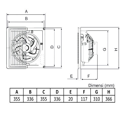 KDK Exhaust Fan / Exhaust Plafon / Hexos Plafon / Kipas Ventilasi 25TGQ2 25 TGQ2