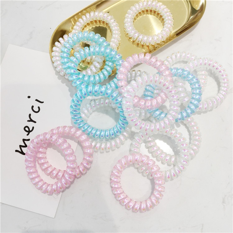 Lolita Japanese Girl Fantasy Phone Coil Mermaid Color Flash Transparent Laser Hair Rope Head Rope Hair Accessories