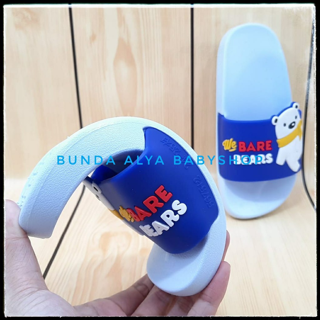 Sendal Anak Laki Laki IMPORT 3 4 5 Tahun Karet Anti Licin - Sandal Anak Cowok Cewek AntiLicin BEAR BIRU MUDA