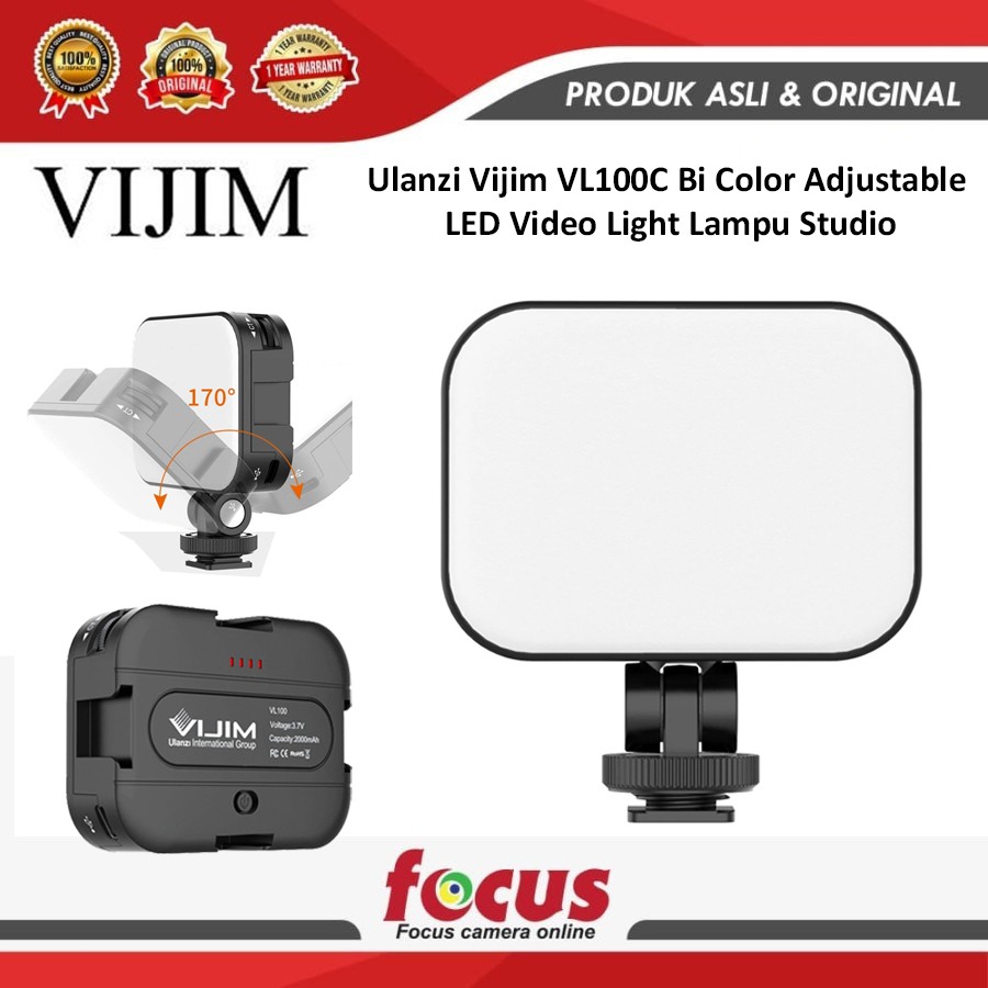 Ulanzi Vijim VL100C Bi Color Adjustable LED Video Light Lampu Studio