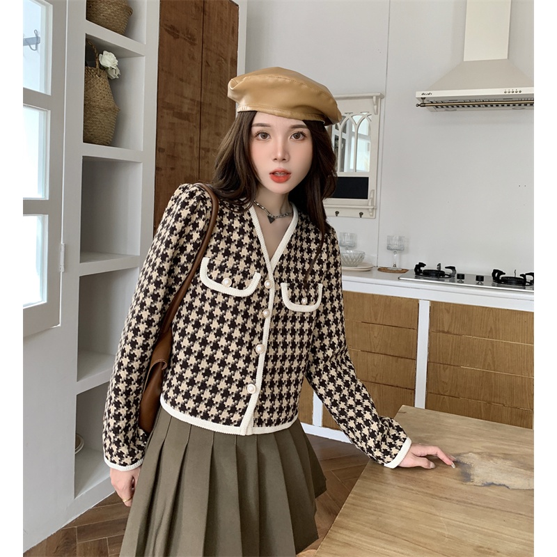 XIAOZHAINV Korean style Cardigan Lengan Panjan Wanita Crop