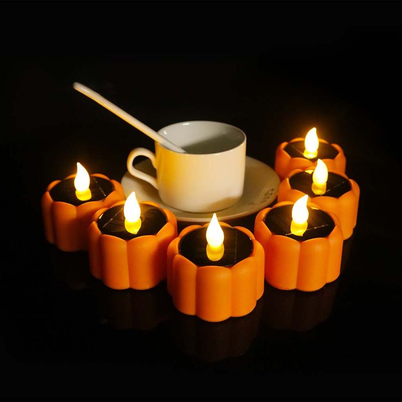 Zzz 6pcs Lampu LED Tenaga Surya Bentuk Labu Untuk Dekorasi Halloween