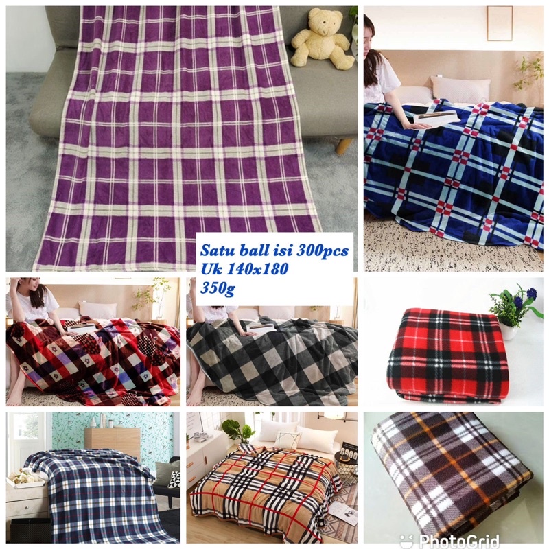 Paket Hemat 4pcs Selimut Flannel Uk 140x180 Kotak2