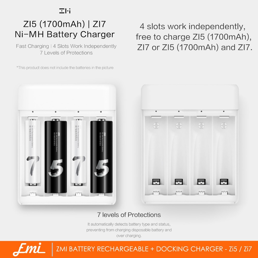 ZMI BATTERY RECHARGEABLE + DOCKING CHARGER - Zi5 / Zi7 Baterai - ZI5 AA