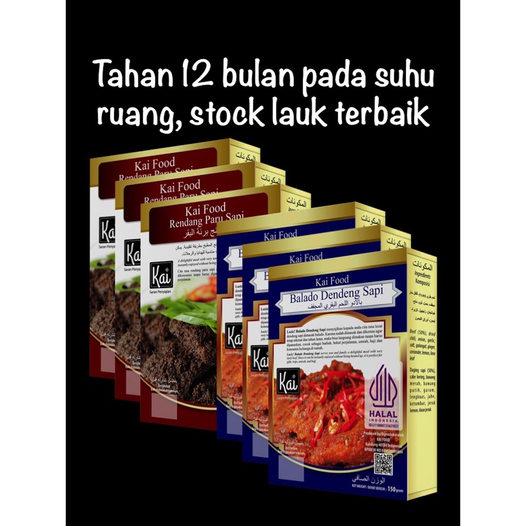 

Paket Hemat 3 BALADO DENDENG SAPI 3 RENDANG PARU SAPI Kai Food 900g