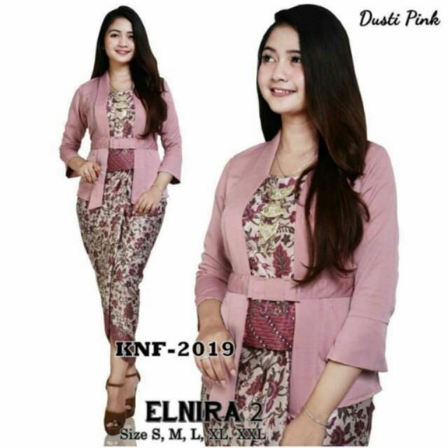 Kebaya Modern Stelan Combi Peach / Pakaian Wanita / Batik / Kebaya / Kebaya