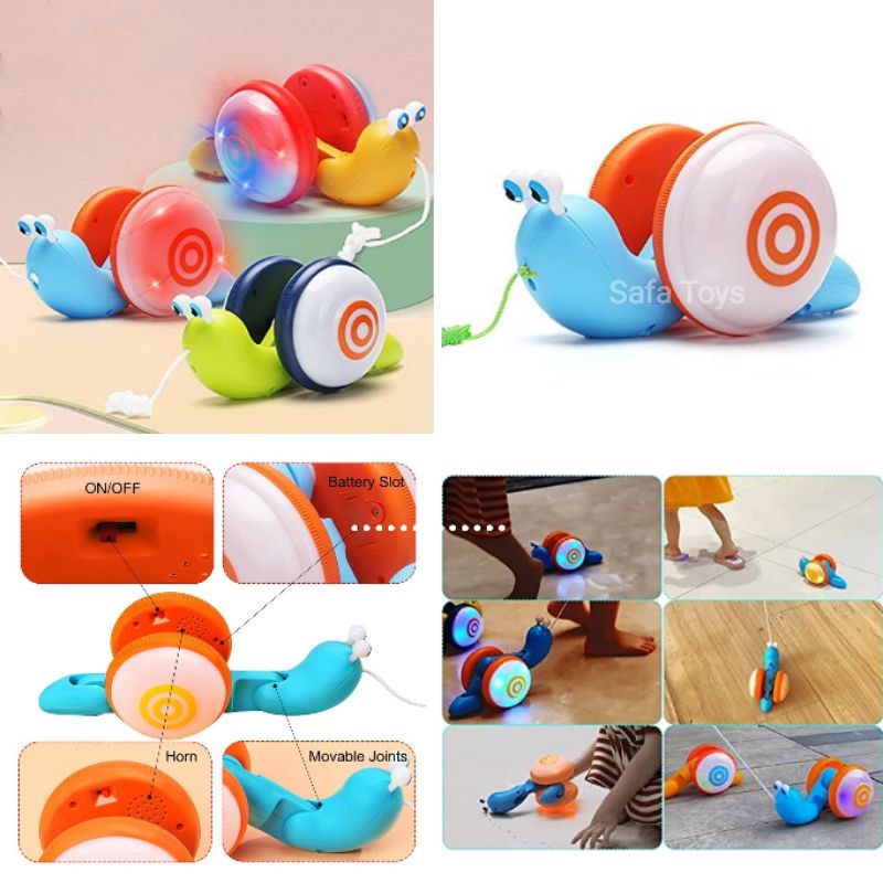 Pull Along Snail Toy Mainan Siput Tarik Lucu