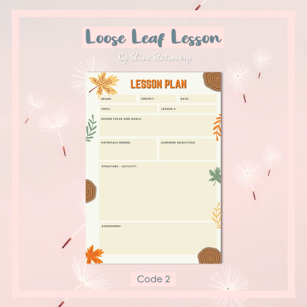 

LOOSE LEAF LESSON PLAN / LOOSE LEAF A5 B5