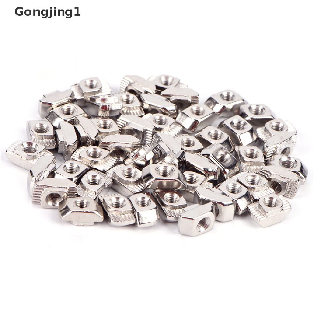 Gongjing1 50pcs Tslot T-Nut M3 M4 M5 Thread Id Bahan Carbon Steel Aluminum