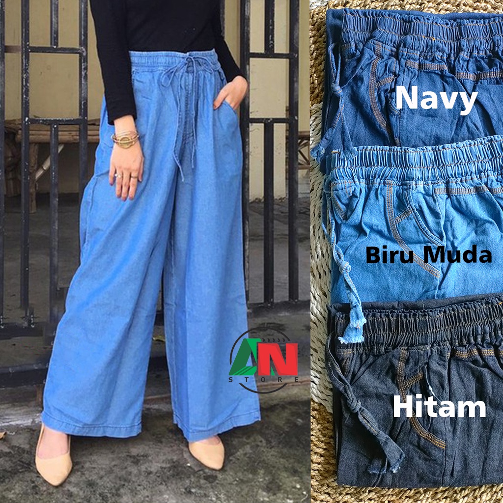 CELANA  KULOT JEANS (M/L/XL) STANDAR WANITA POLOS COD High Waist Jeans