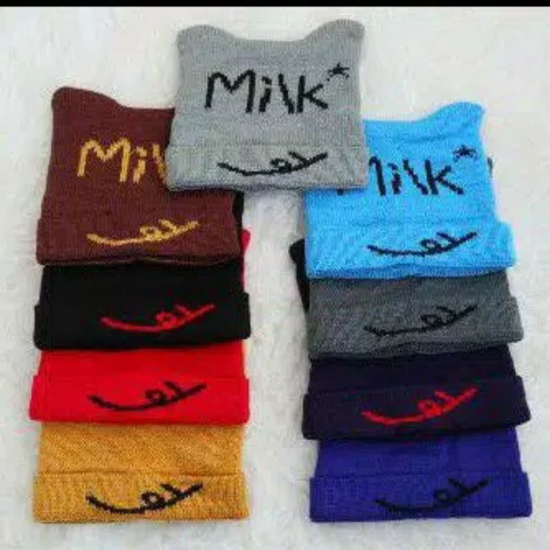 Topi Kupluk Bayi Rajut Milk Anak