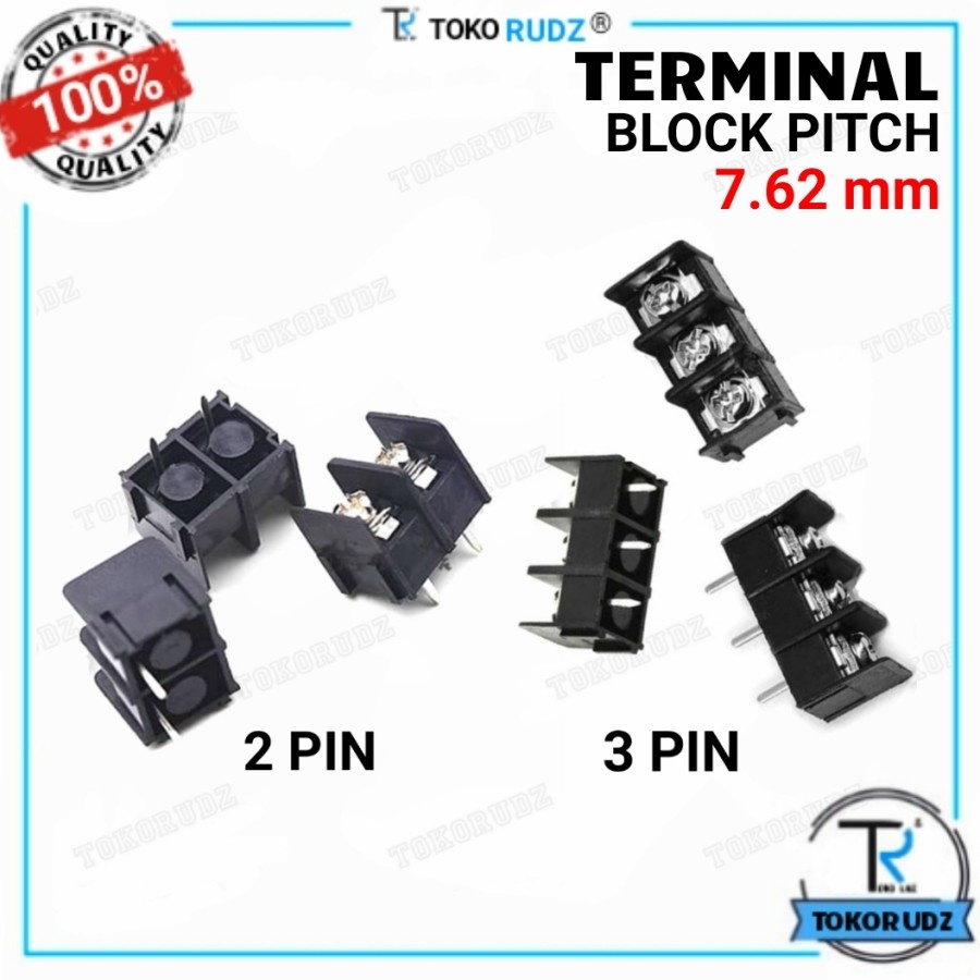 Terminal Blok Konektor PCB 2 Pole 3 Pole Block Pitch 7.62mm Hitam