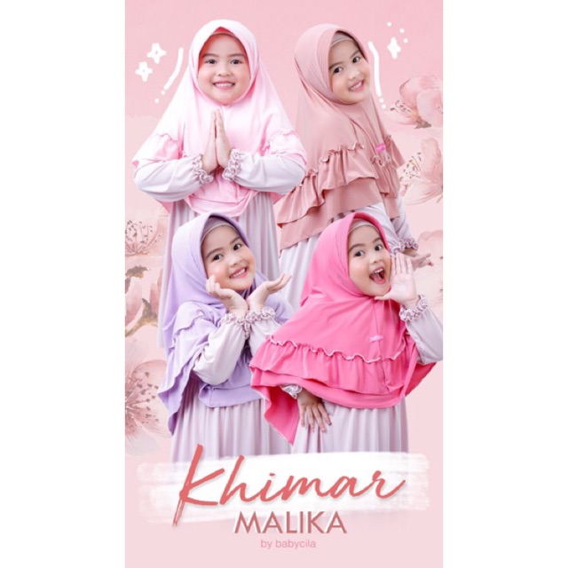  JILBAB  ANAK BABYCILA KHIMAR MALIKA PAD SIZE S M L XL 