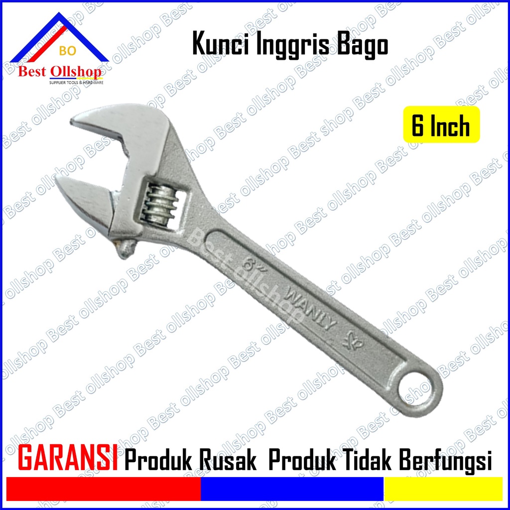 Kunci Bago 6 inch / Kunci Konci inggris Ingris Bako Bagong 6 inch Mini Hex Kecil Adjustable Wrench 150 MM RRT