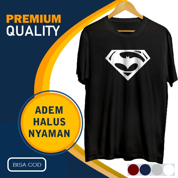 Kaos Pria Distro Polos Oblong Hitam Keren Murah Baju Pria Cowok Batman Superman