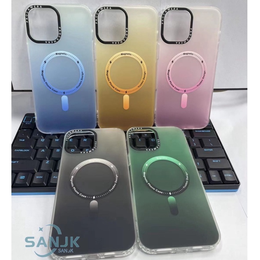 baru! ! Magnetic Gradient Matte Case Untuk Case iPhone 11 12 13 Pro Max 12mini 13mini Casing Penutup Kamera Akrilik Tahan Guncangan