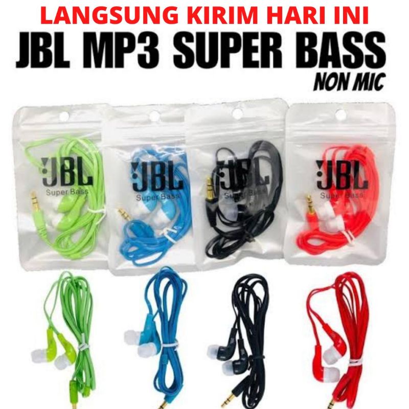 Jual headset handsfree HF JBL Plastik non mic biru kerah putih hitam