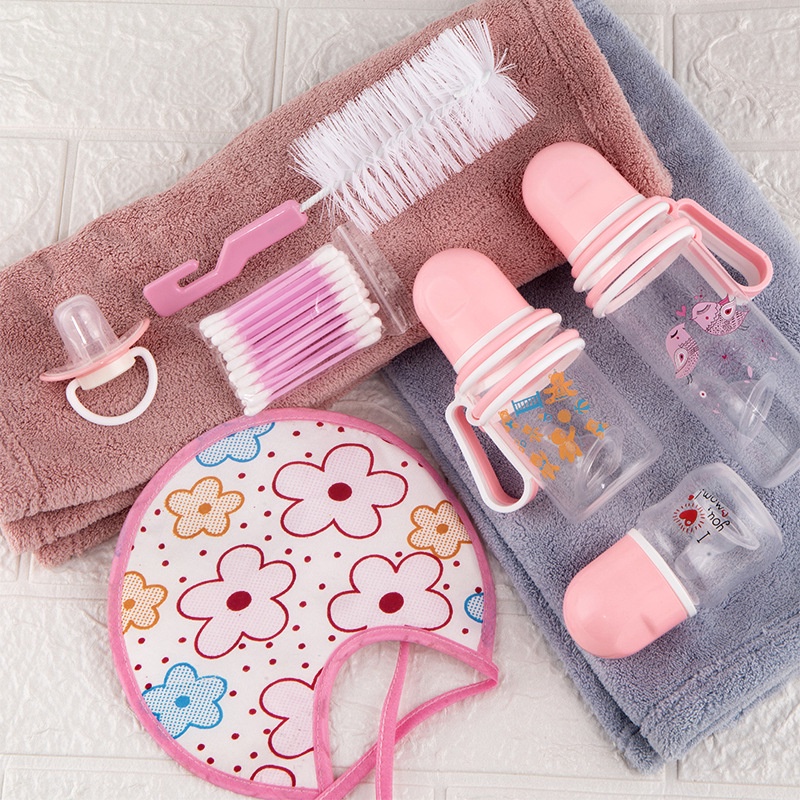 Alat Perlengkapan Bayi Set Botol Susu Bayi NewBorn Celemek Empeng Cotton Bud Sikat Botol Gift Bayi Baru Lahir