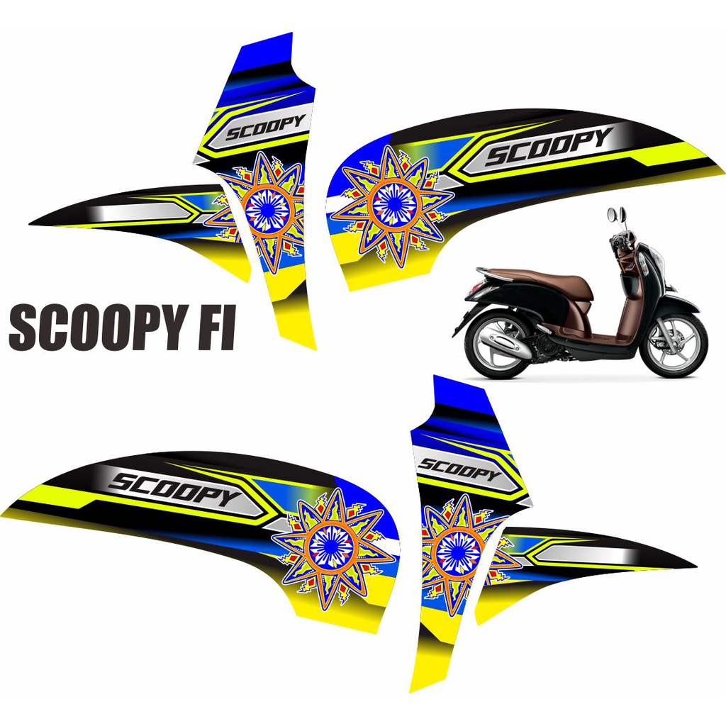 MOTIF LIS STIKER STICKER MOTOR HONDA SCOOPY FI MOTOR SCOOPY FI 2014 - 2015 MOTIF RACING STRIPING HON