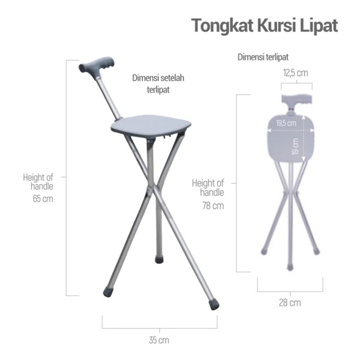 Onemed | Tongkat Kursi Lipat Putih | Tongkat Duduk