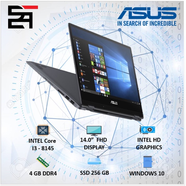 Asus Vivobook Flip TP412FA 2in1 Touch i3 10110 RAM 4/8 GB 256/512 ssd W10 14 inchi FHD Fingerprint-i3 8145 - 4GB/256GB