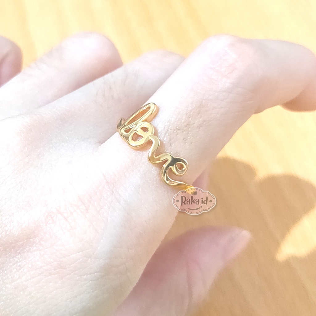 Cincin Wanita Cincin Dewasa Tulisan Love Gold Aksesoris Perhiasan Wanita 982