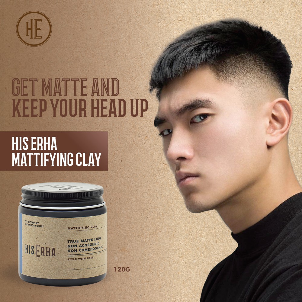 HIS ERHA Pomade Rambut Pria Mattifying Clay 120 gr - Tampilan Stylish &amp; Natural