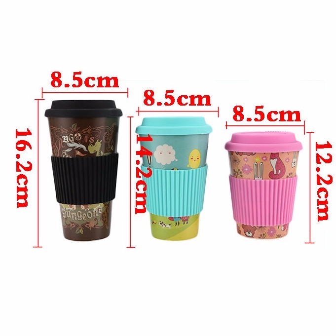 Reusable Bamboo Fiber Coffee Cup with Silicone Case