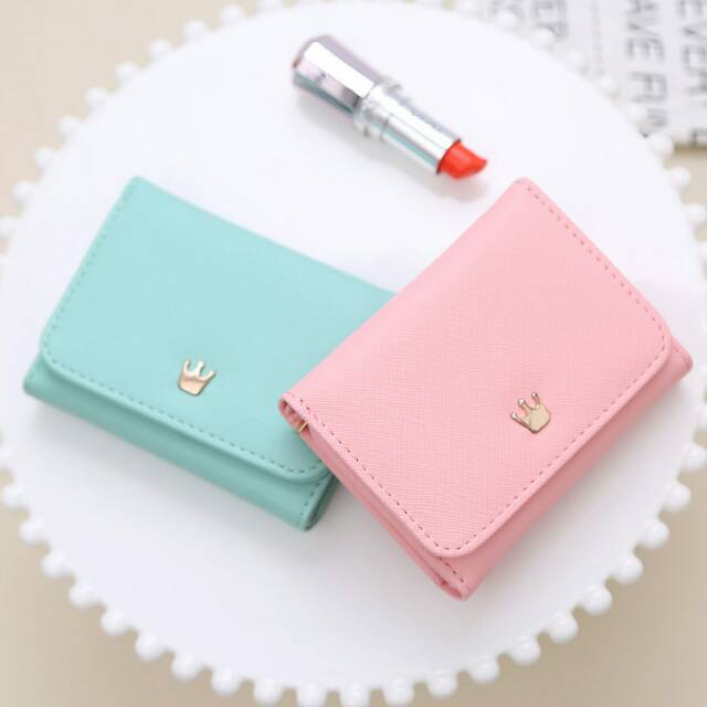 Dompet crown lipat mini Dompet Wanita Kulit Sintetis Slot kartu BISA COD