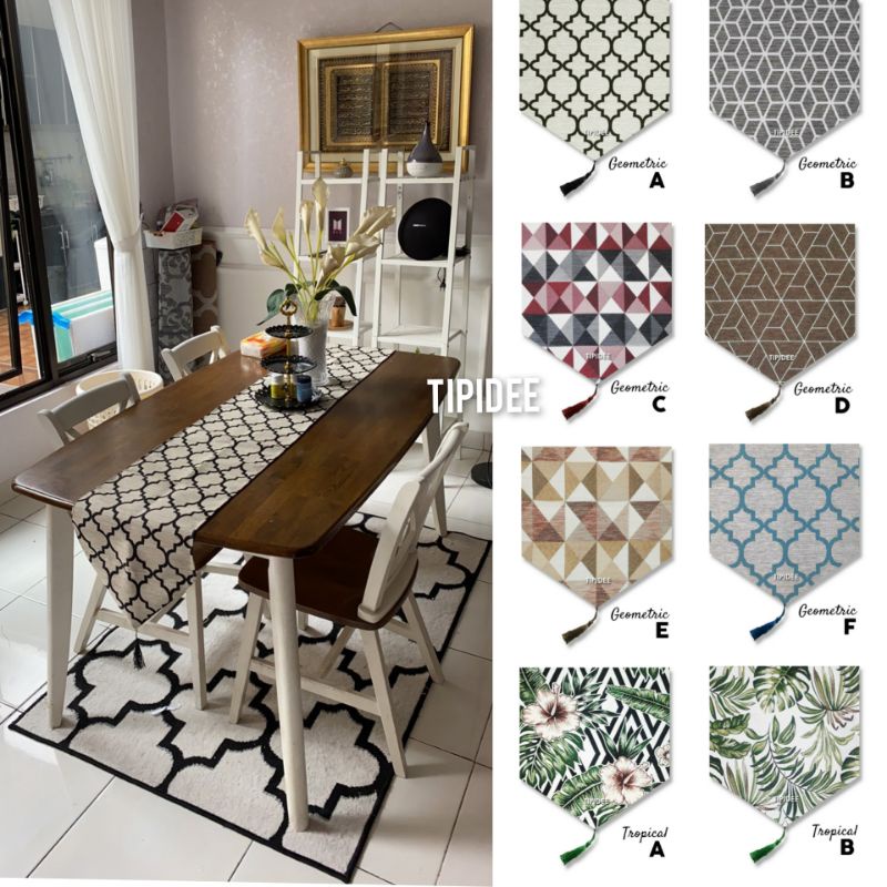 TIPIDEE - Table Runner / Taplak Meja Tamu / Taplak Meja Makan Minimalis 33x150cm &amp; 33x200cm