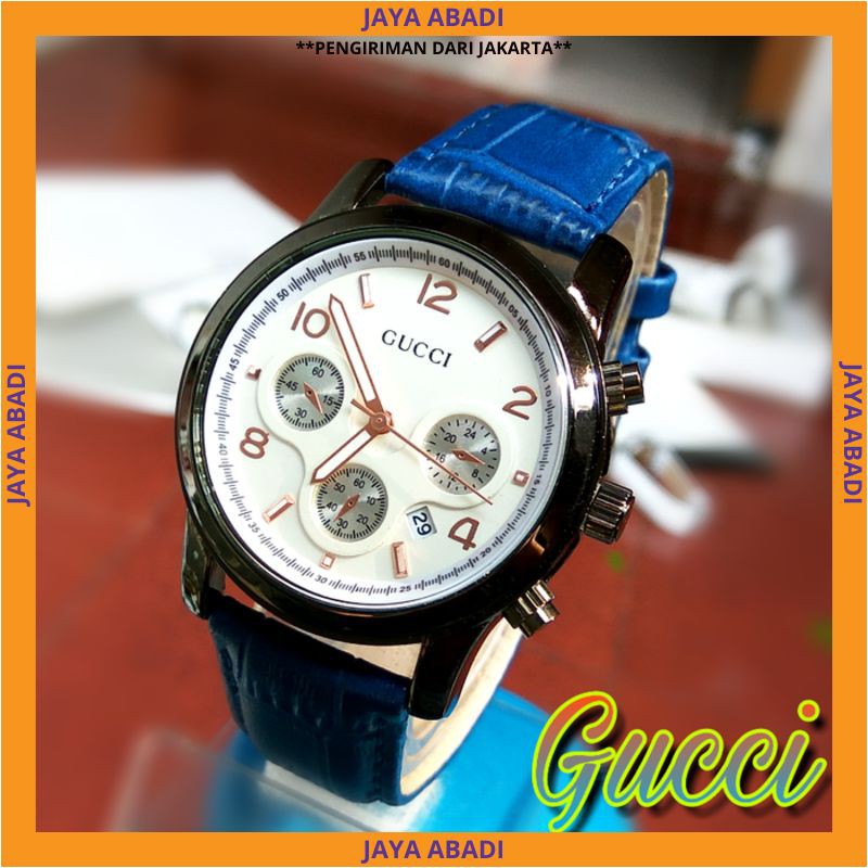 JAM TANGAN WANITA ANALOG MODEL GUCCI BLUE001