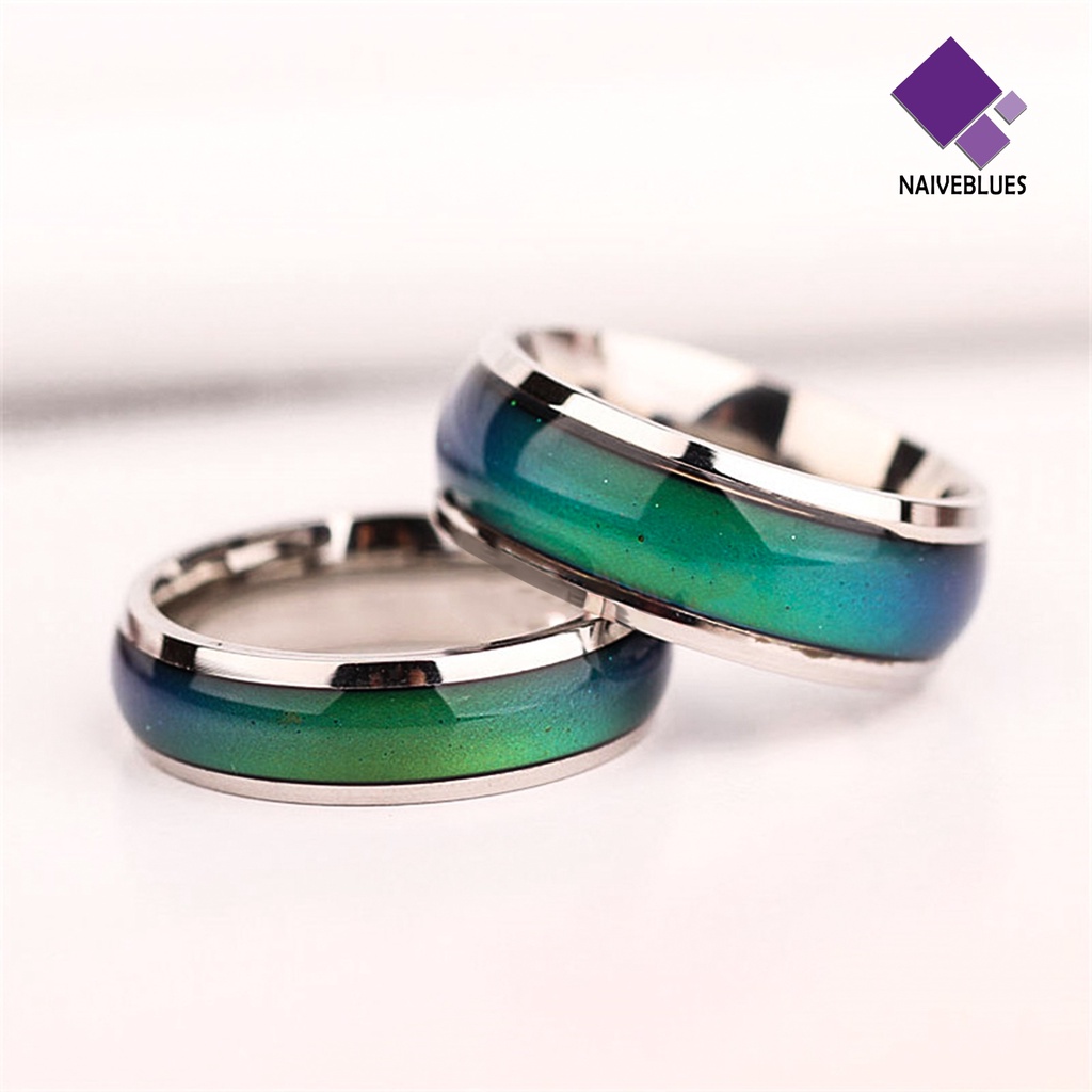 Naiveblue Cincin Mood Ring Berubah Warna Sesuai Suhu Bahan Baja Untuk Pasangan / Pria / Wanita