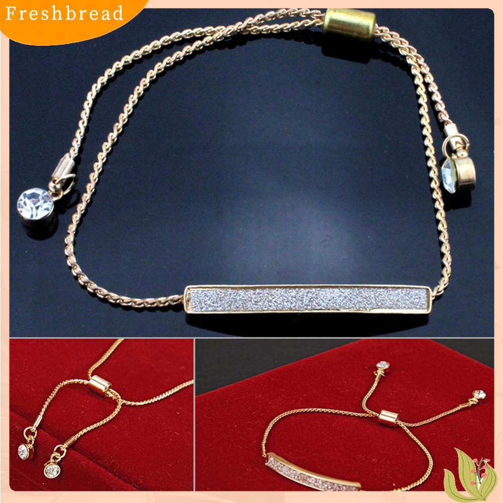 ? Fresh ? Gelang Bangle Tali Serut Adjustable Glitter pave Bar untuk Wanita