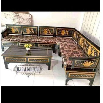 KURSI TAMU BAHAN KAYU JATI MEJA KURSI UKIR DAN MATRAS BUSA DUDUKAN