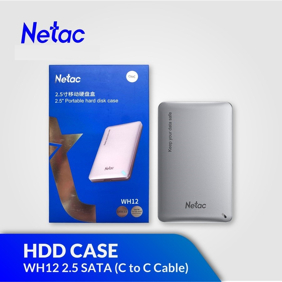 Netac WH12 External Case HDD 2.5 SATA to USB3.0 C to C cable-Aluminum