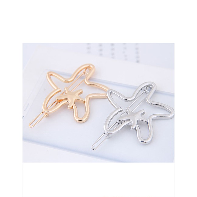 LRC Aksesoris Rambut Fashion Color Star Shape Decorated Hair Clip