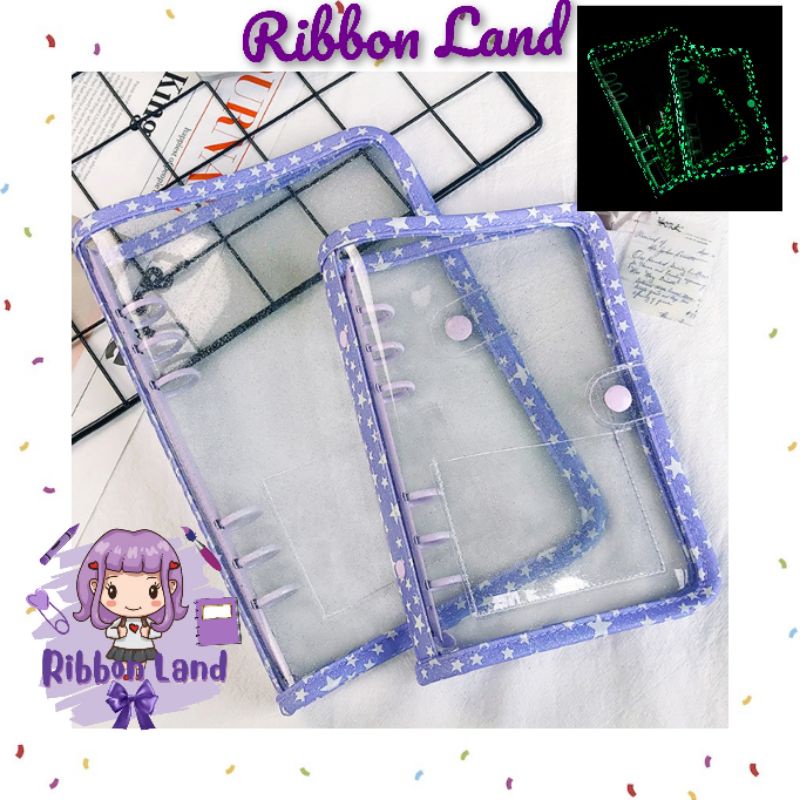 

A5 Cover Glitter Binder STAR GLOW IN THE DARK 6 Ring Besi Warna Diary Notebook