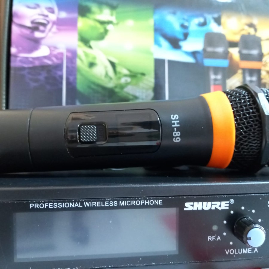 MIC WIRELESS DOUBLE SHURE SH-89 MIKROFON DOUBLE WIRELESS MIC KARAOKE