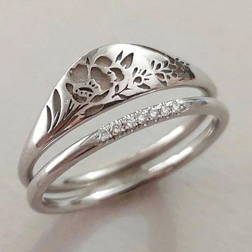 Cincin Bunga Solighter2021Hadiah Perhiasan Baru Size 6-10 Rangkap