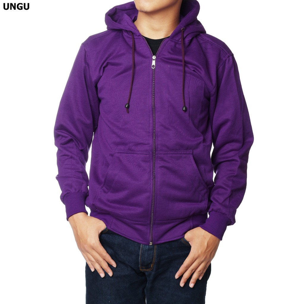JAKET HOODIE ZIPPER POLOS HITAM PRIA WANITA WAME-UNGU