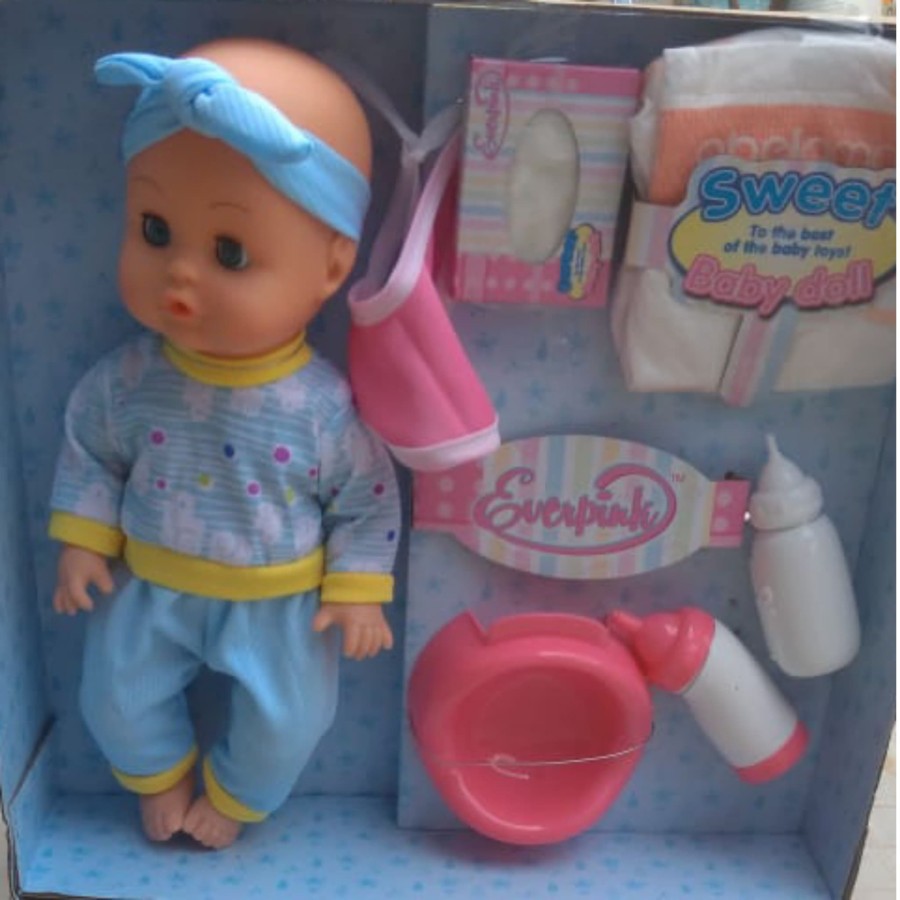 BONEKA BABY DOLL - BAYI PIPIS NANGIS + PAMPERS + PISPOT + DOT