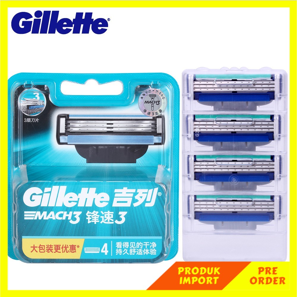PRODUK PO Gillette Mach 3 Turbo Razor Blades Shaver Razor Pen Safety Razors 4pc Shaving Barber