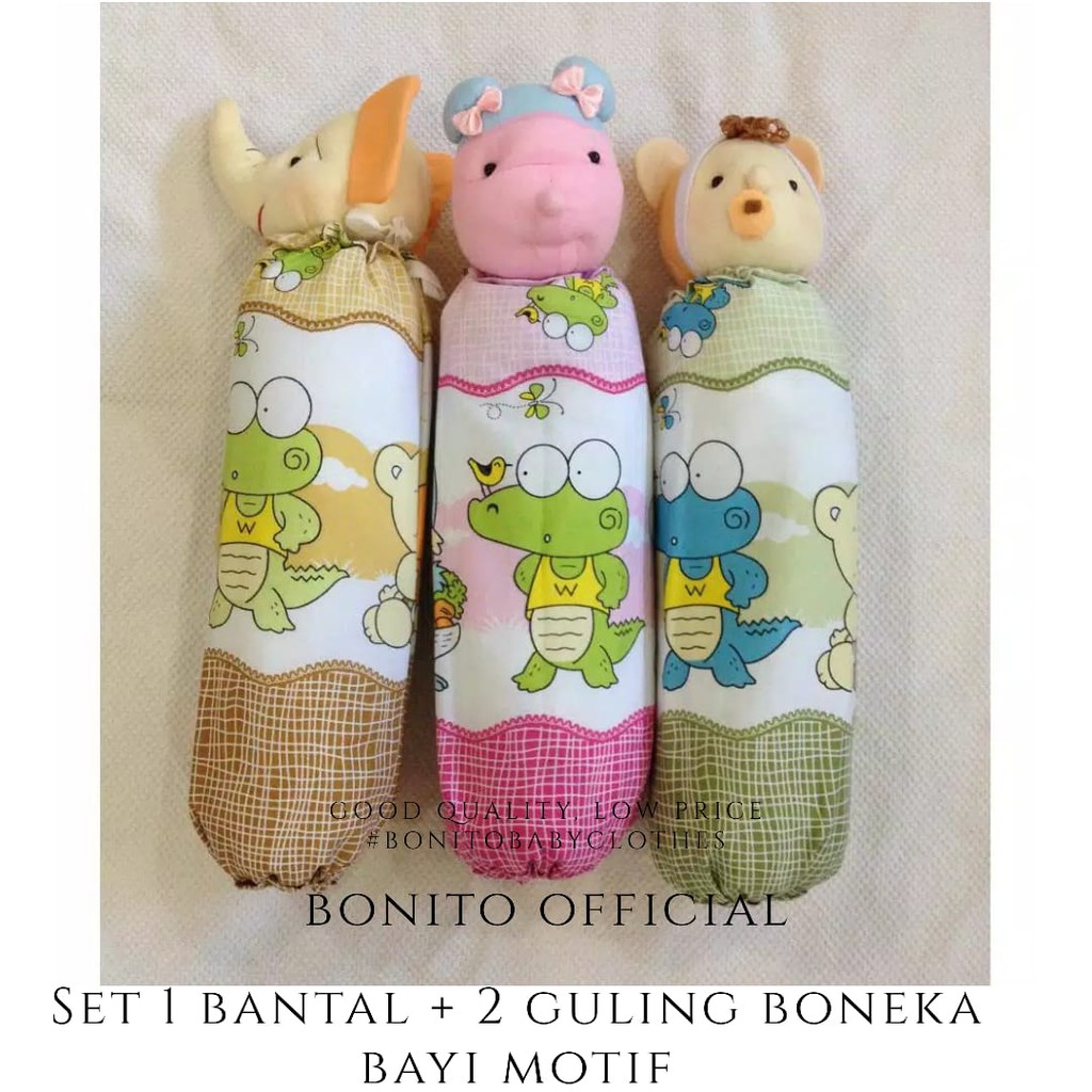 Bantal Guling Bayi Boneka / 2 Guling 1 Bantal Set Halus dan Lembut / Bantal Guling Bayi Set Murah