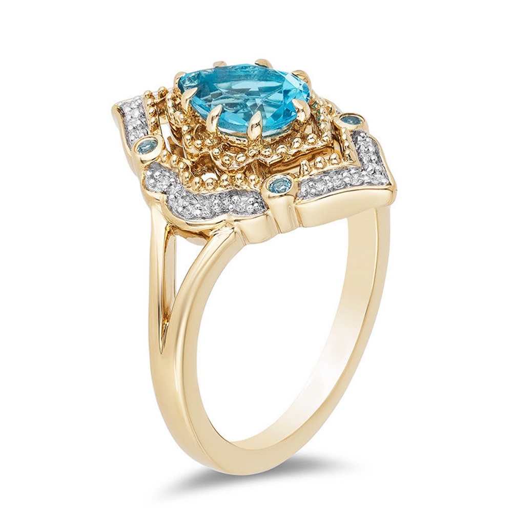 Hu Hu Hu Hu Hu Alat Bantu Pasang Kacamata♡ Cincin Batu Topaz Biru Imitasi Bentuk Tetesan Air Desain Hollow Untuk Wanita