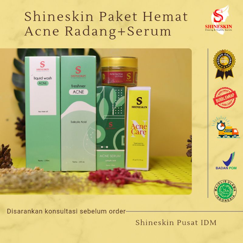 SHINESKIN PAKET HEMAT ACNE RADANG PLUS SERUM