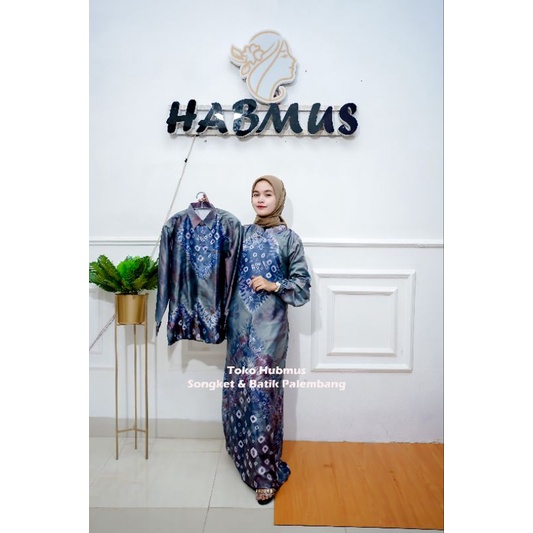 couple gamis jumputan palembang asli sutra silk