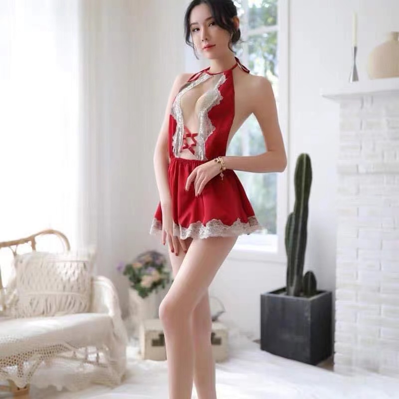 Set Lingerie dress baju tidur wanita sexy Lace V renda termurah