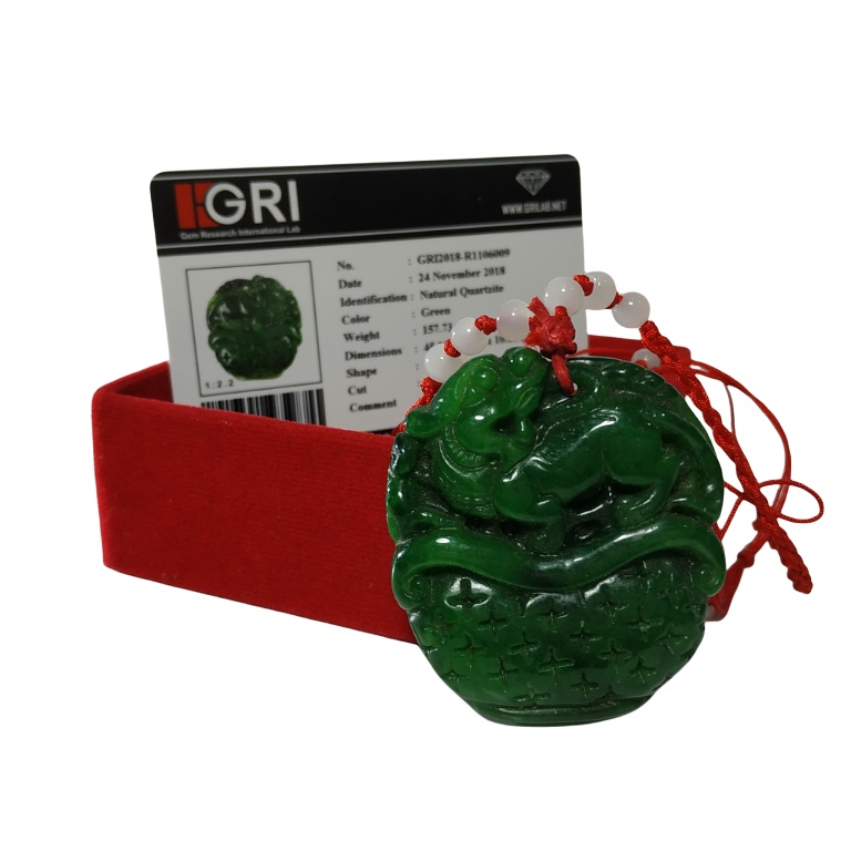 Liontin Batu Giok Cina Asli Hijau 09 - VeE Liontin 4D Handmade Edisi Terbatas