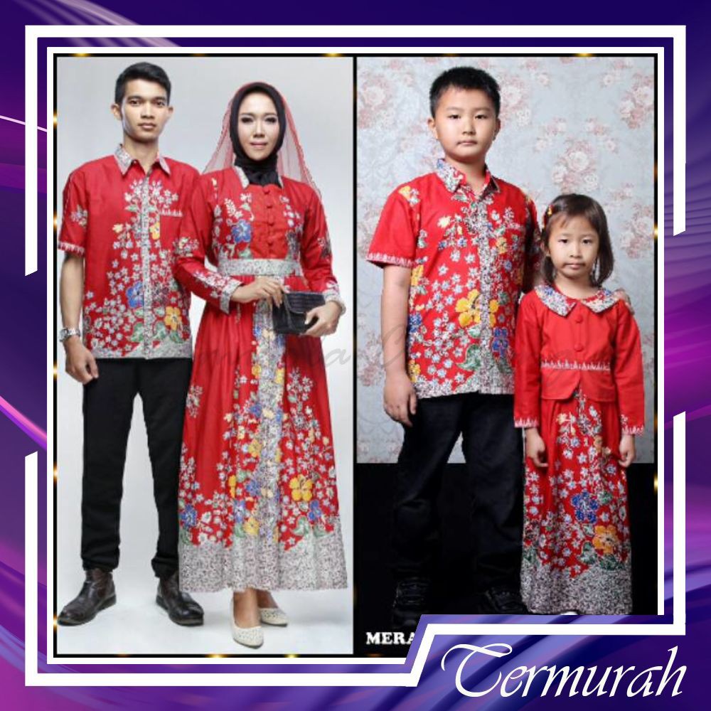 CAMISOLA SARIMBIT GAMIS SALISA BUNGA MERAH  COUPLE KELUARGA GROSIR MURAH SOLO