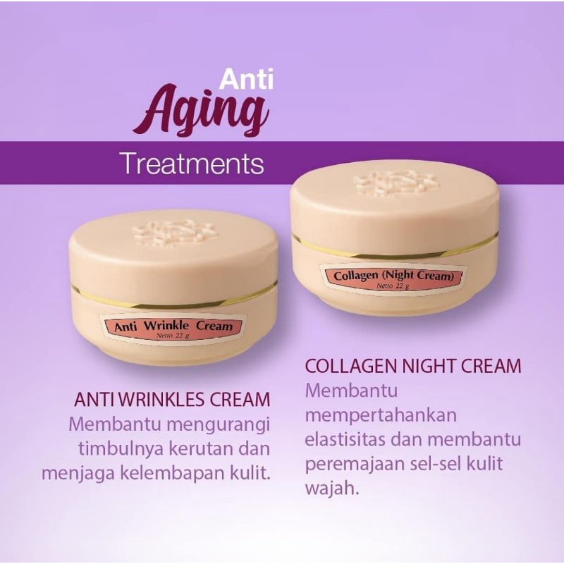 Paket Anti Aging Collagen Night Cream Anti Wrinkle Krim Viva Cosmetics